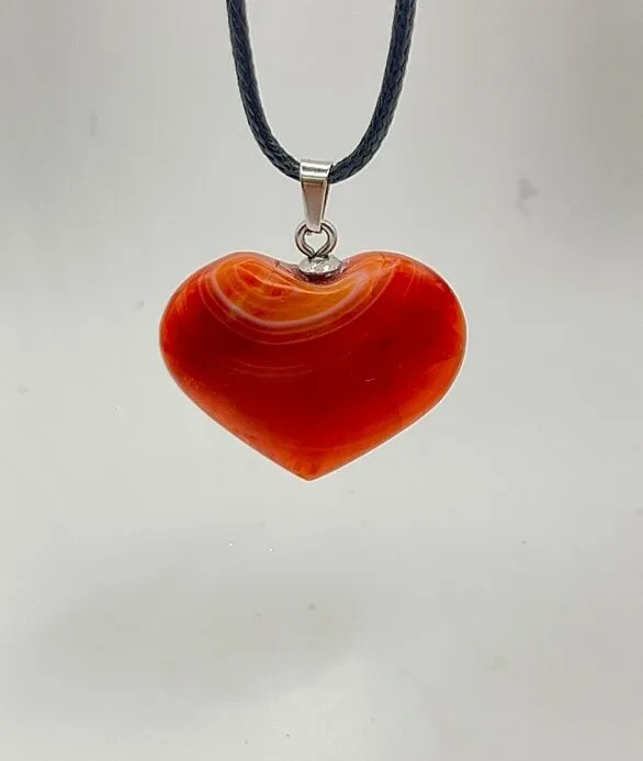 Collier Cœur en Agate Rouge