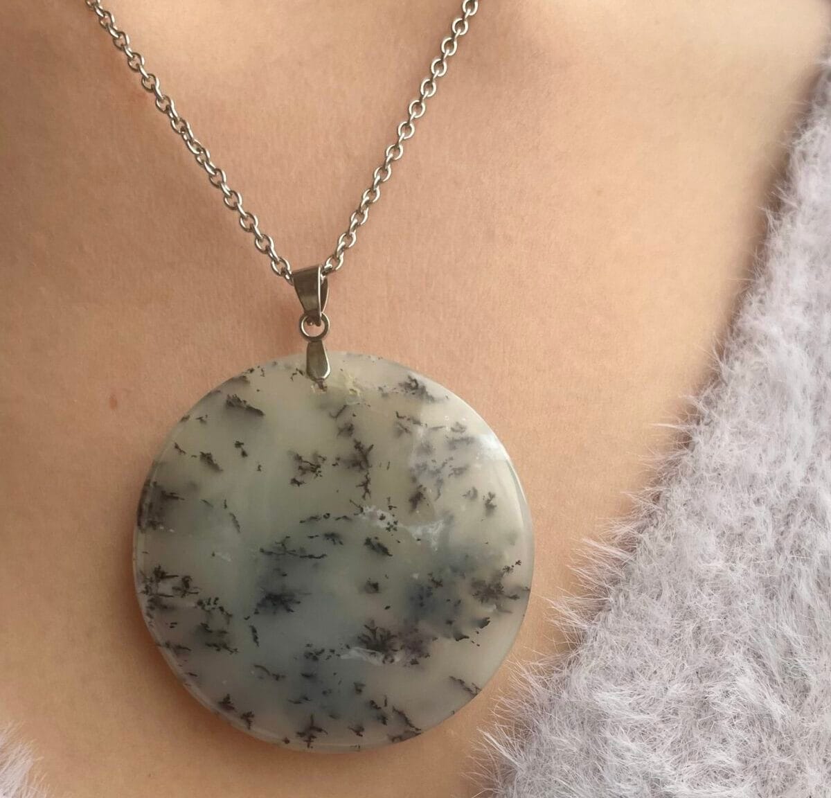 Pendentif en Agate Dendritique (ovale)