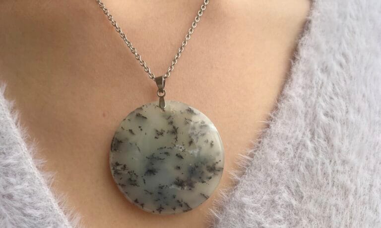 Pendentif en Agate Dendritique (ovale)