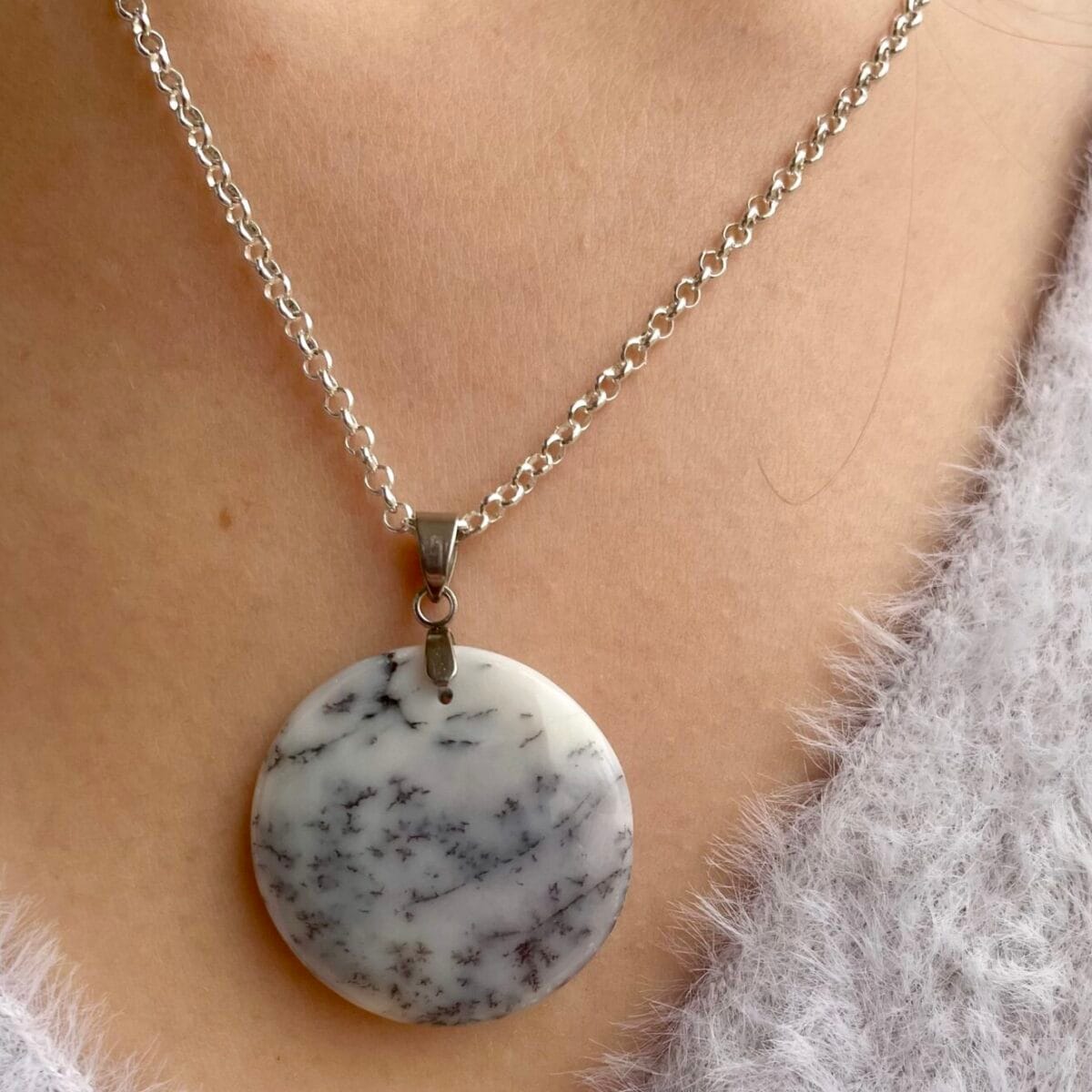 Pendentif en Agate Dendritique (ovale)