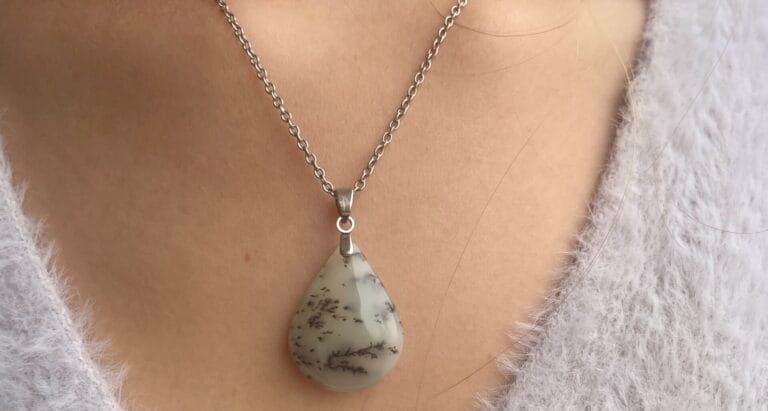 Pendentif en Agate Dendritique (goutte)