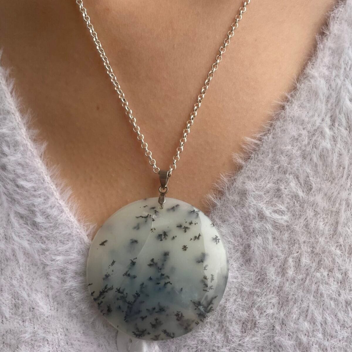 Pendentif en Agate Dendritique (ovale)