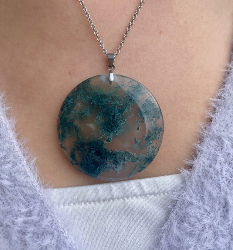 Pendentif en Agate mousse (rond)