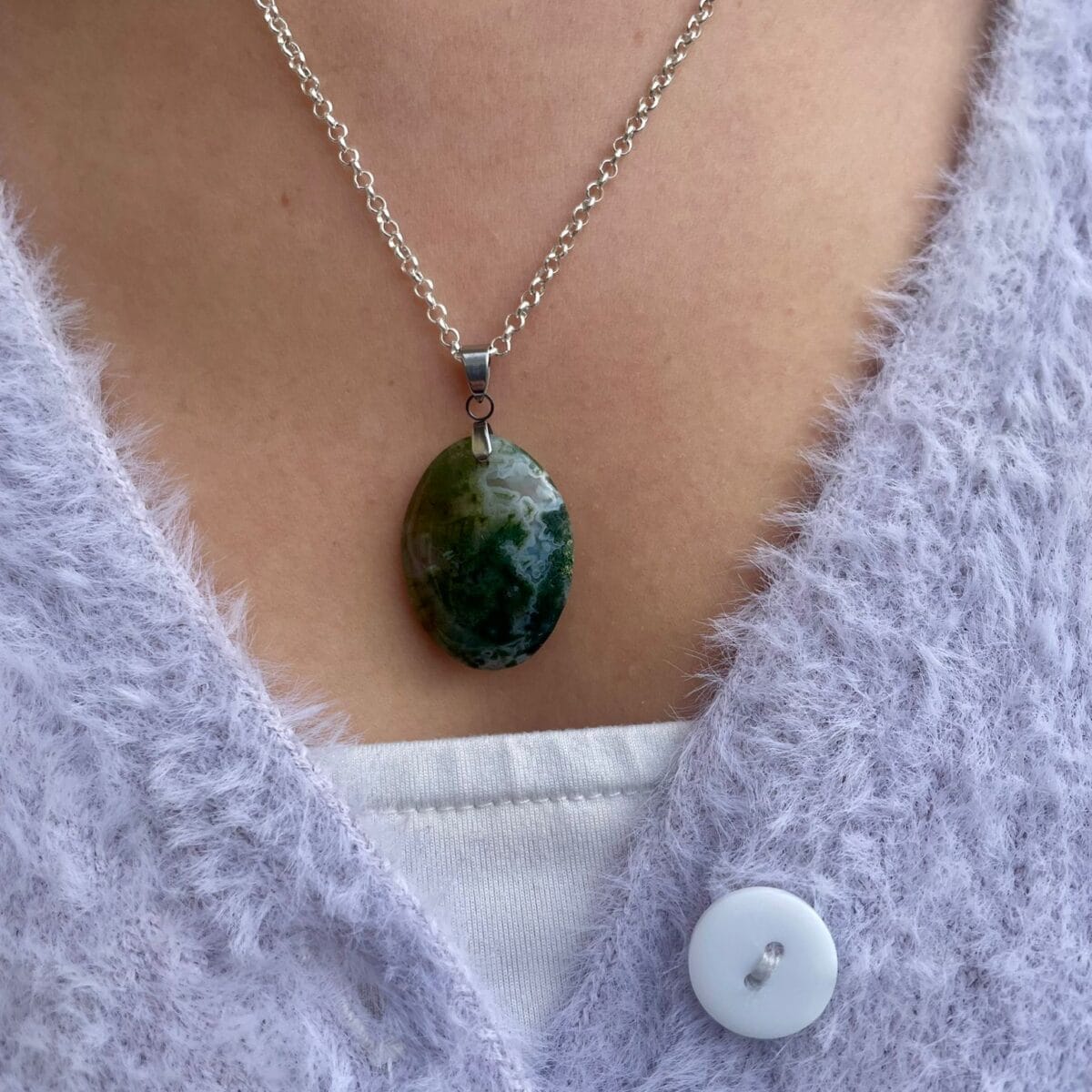 Pendentif en Agate mousse (ovale)