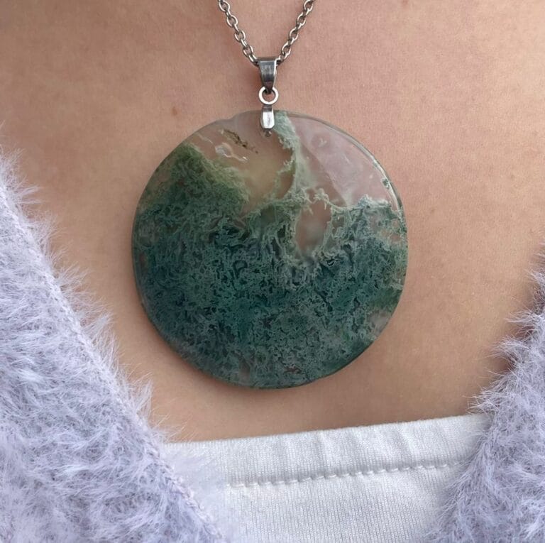 Pendentif en Agate mousse (rond)