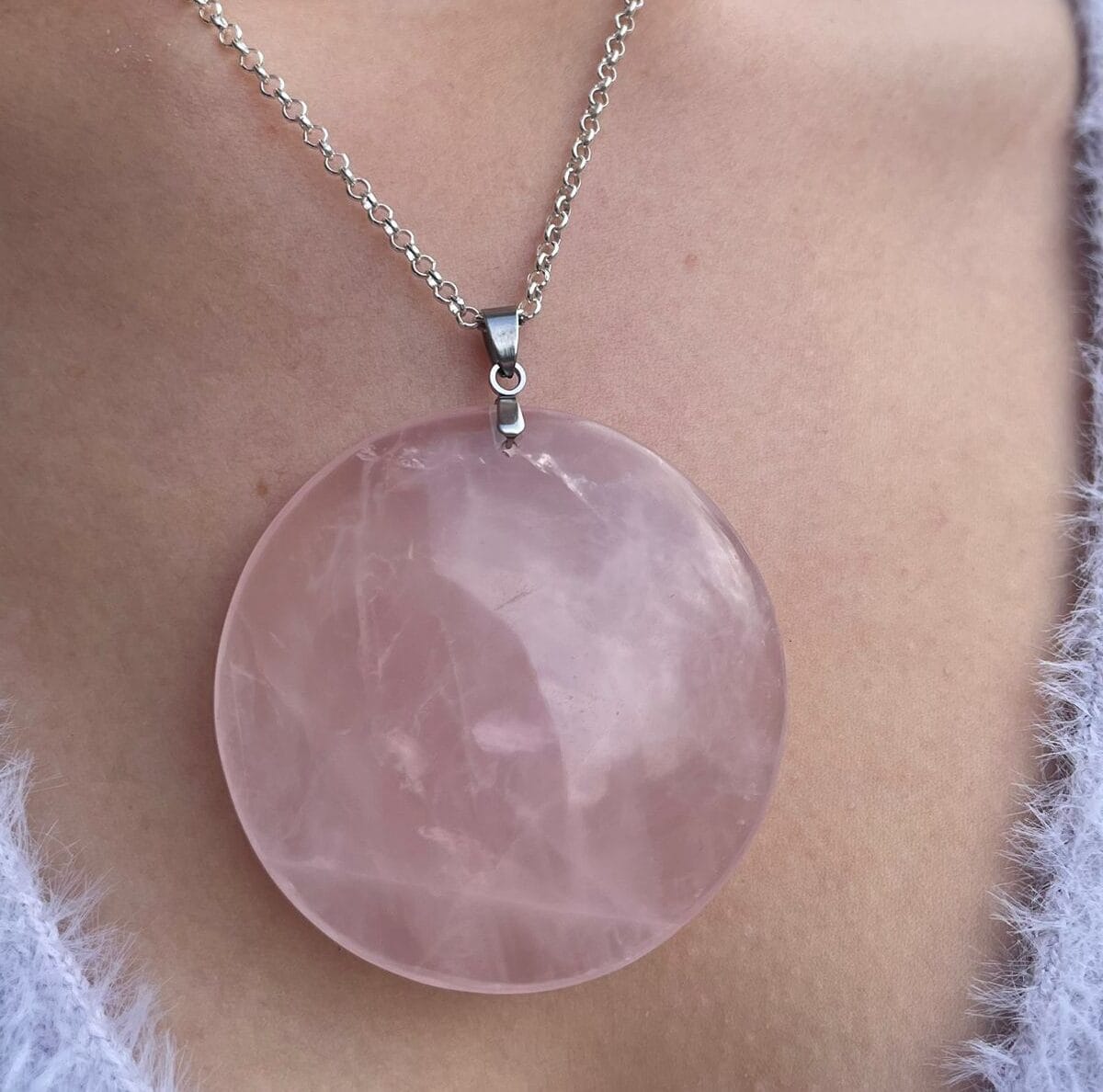 Pendentif en Quartz rose (rond)