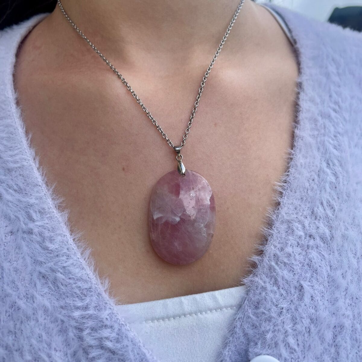 Pendentif en Quartz rose (galet)