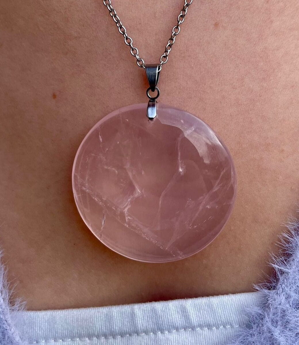 Pendentif en Quartz rose (rond)