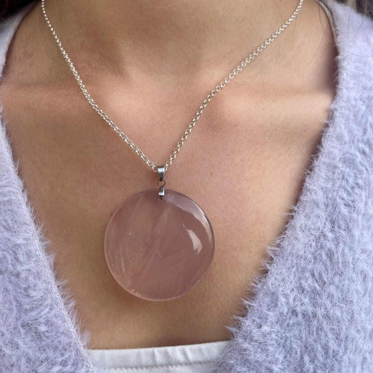 Pendentif en Quartz rose (rond)