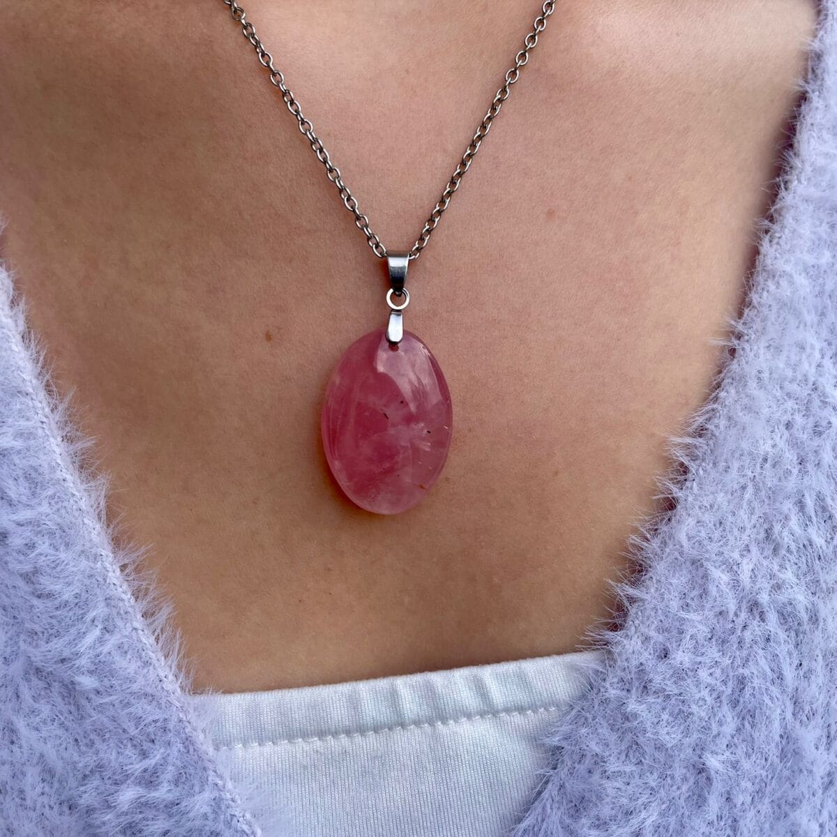 Pendentif Quartz rose (ovale)