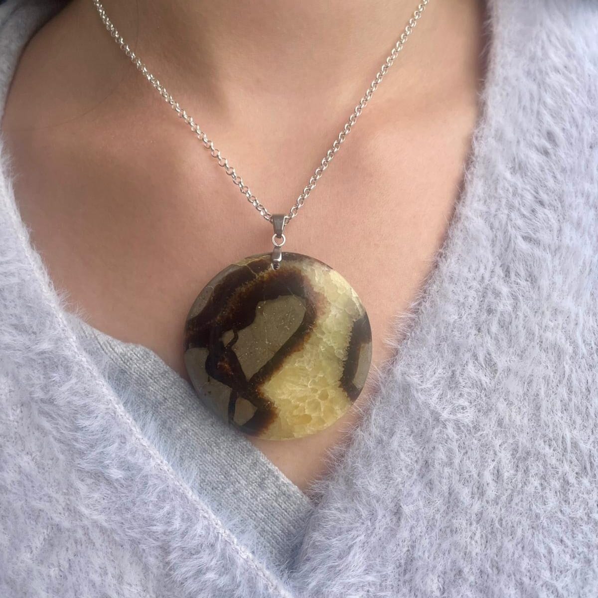 Pendentif en Septaria jaune