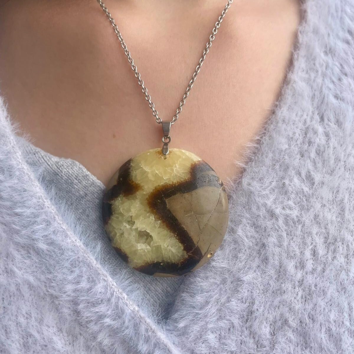 Pendentif en Septaria jaune