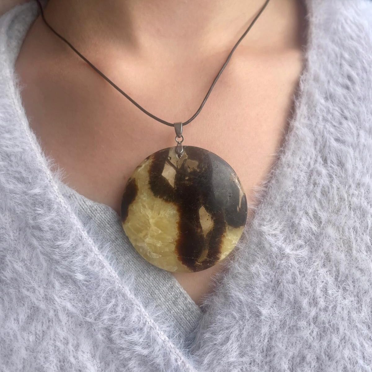 Pendentif en Septaria jaune