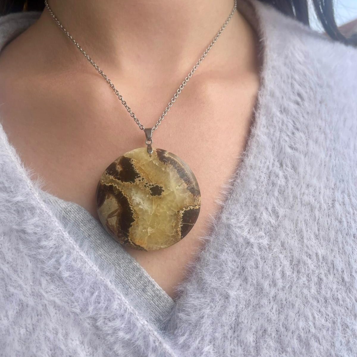 Pendentif en Septaria jaune