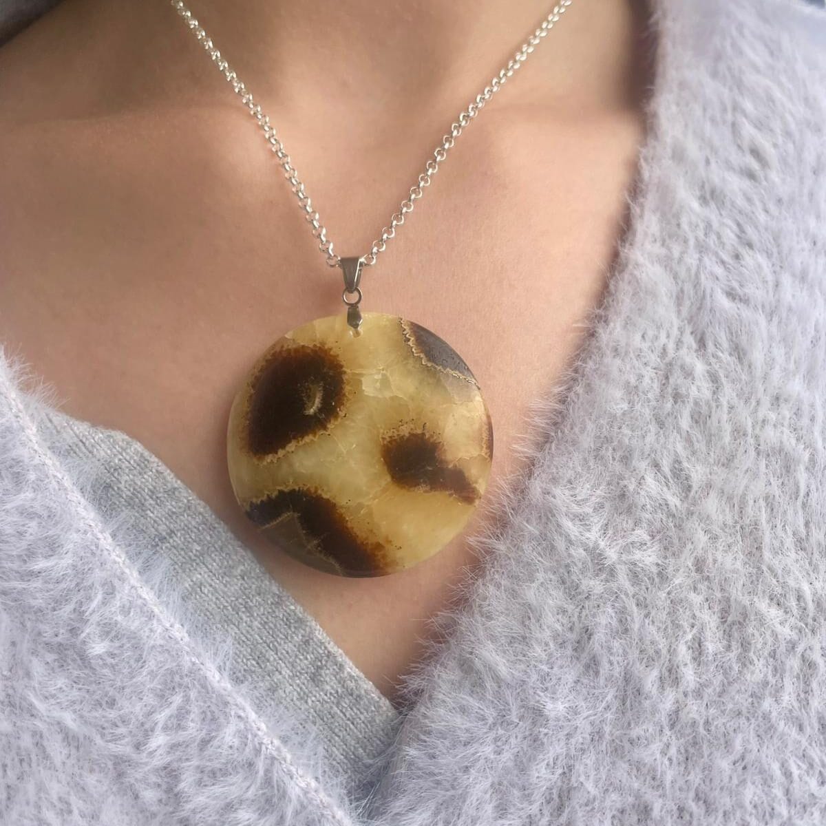 Pendentif en Septaria jaune