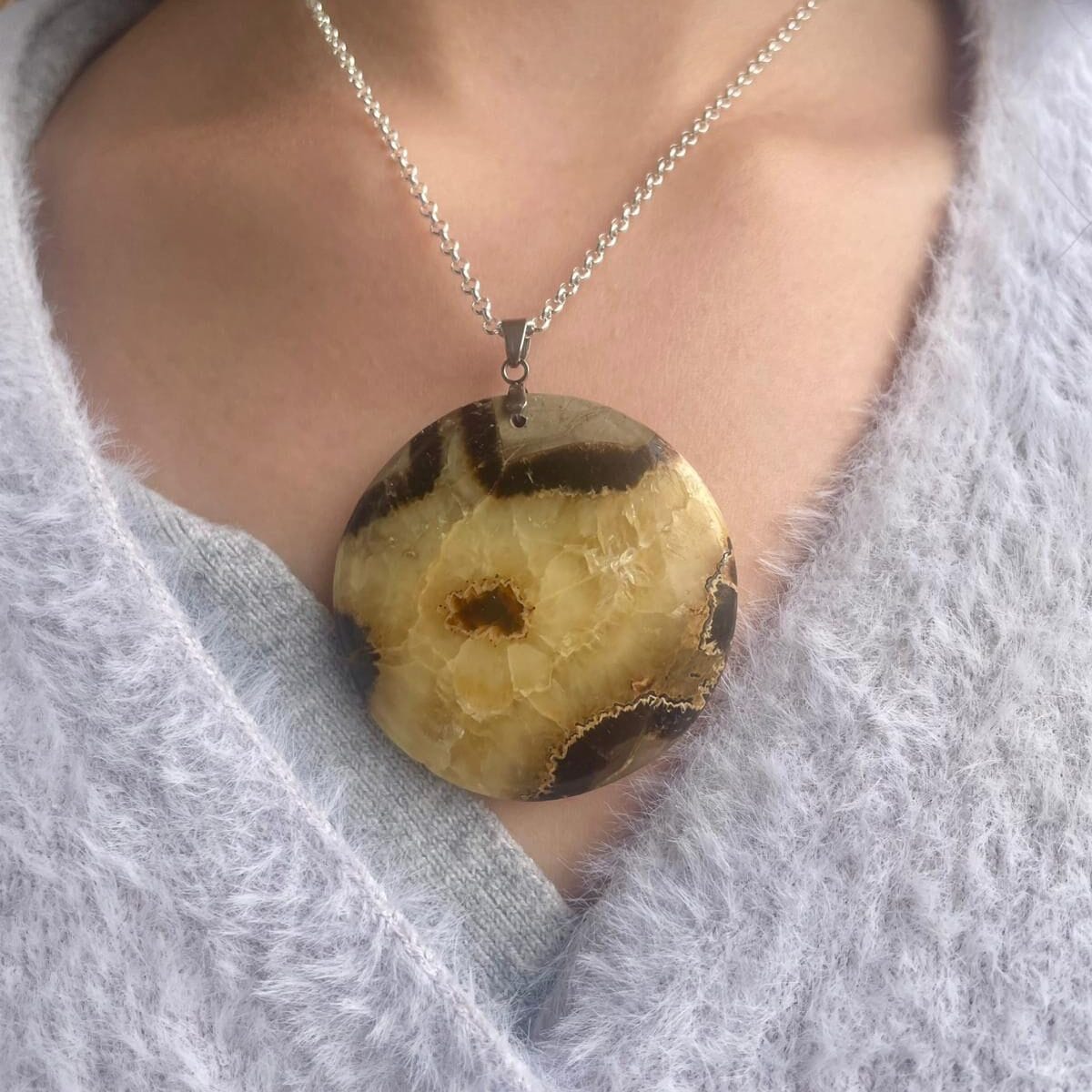 Pendentif en Septaria jaune