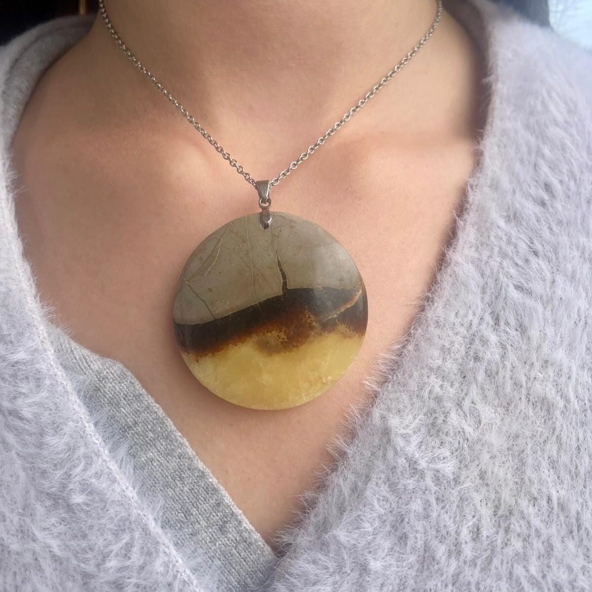 Pendentif en Septaria jaune