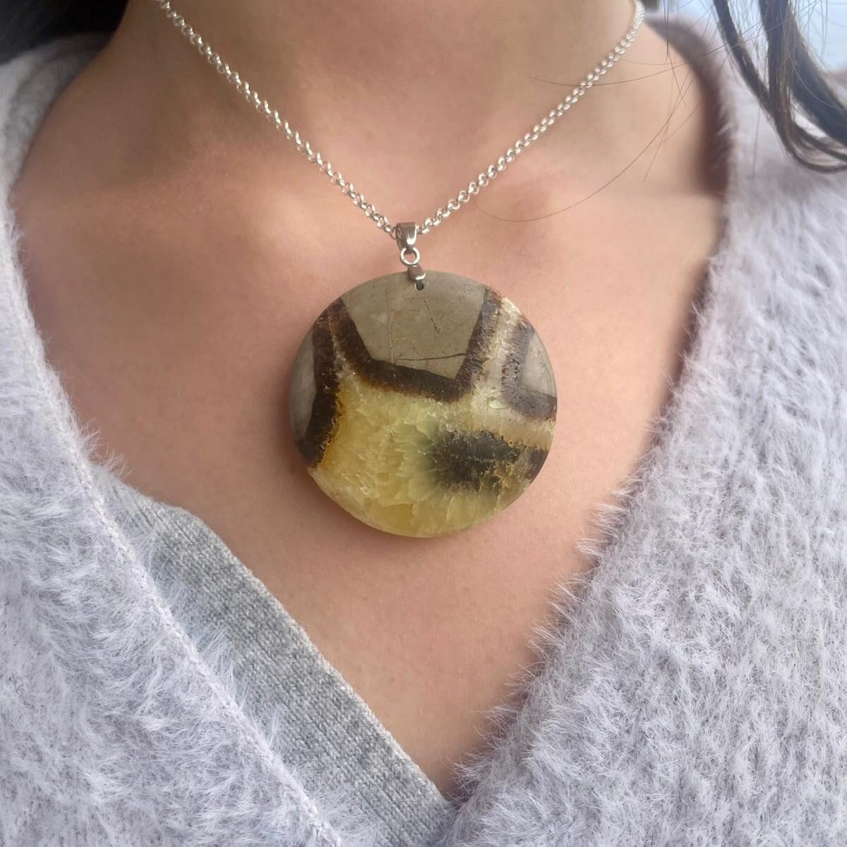 Pendentif en Septaria jaune