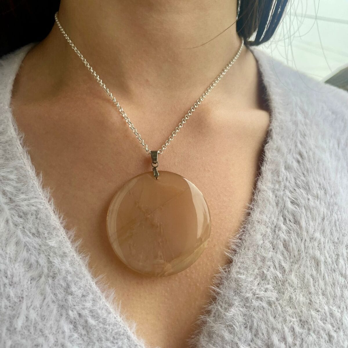 Pendentif en Pierre de Lune orange