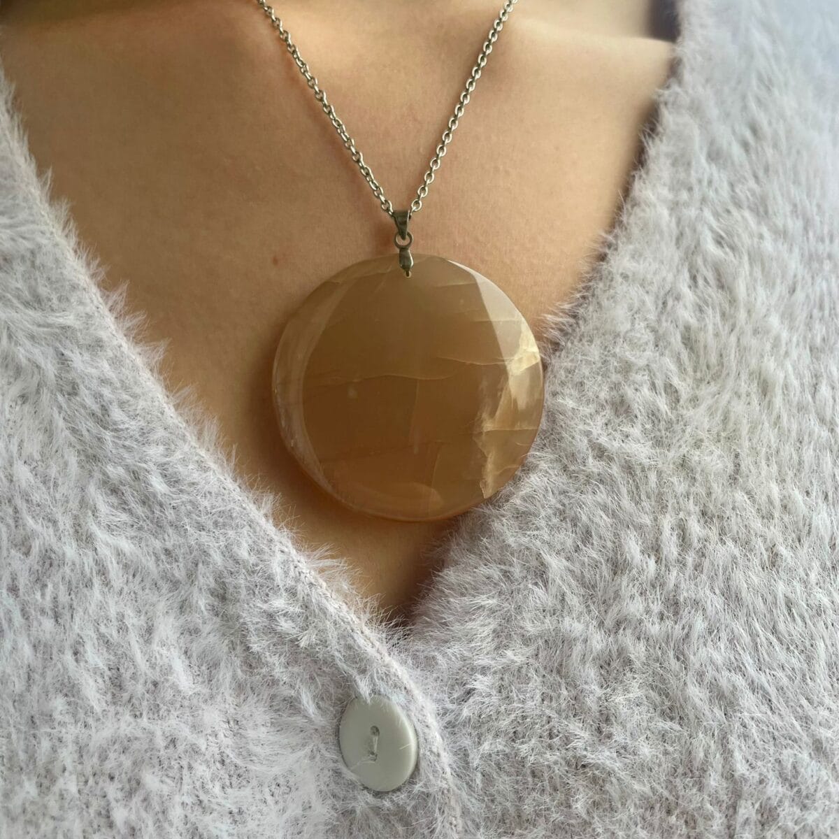 Pendentif en Pierre de Lune orange