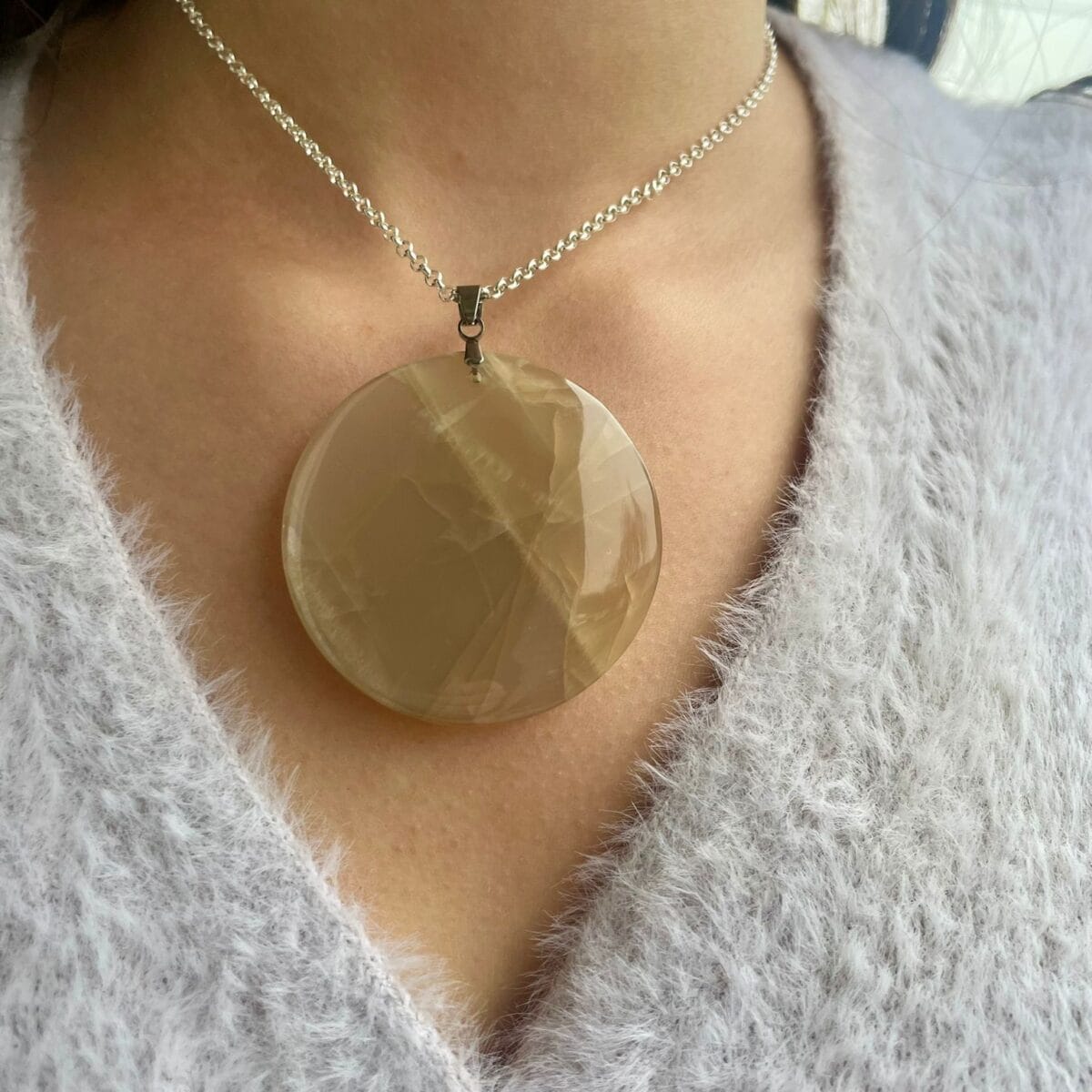 Pendentif en Pierre de Lune orange