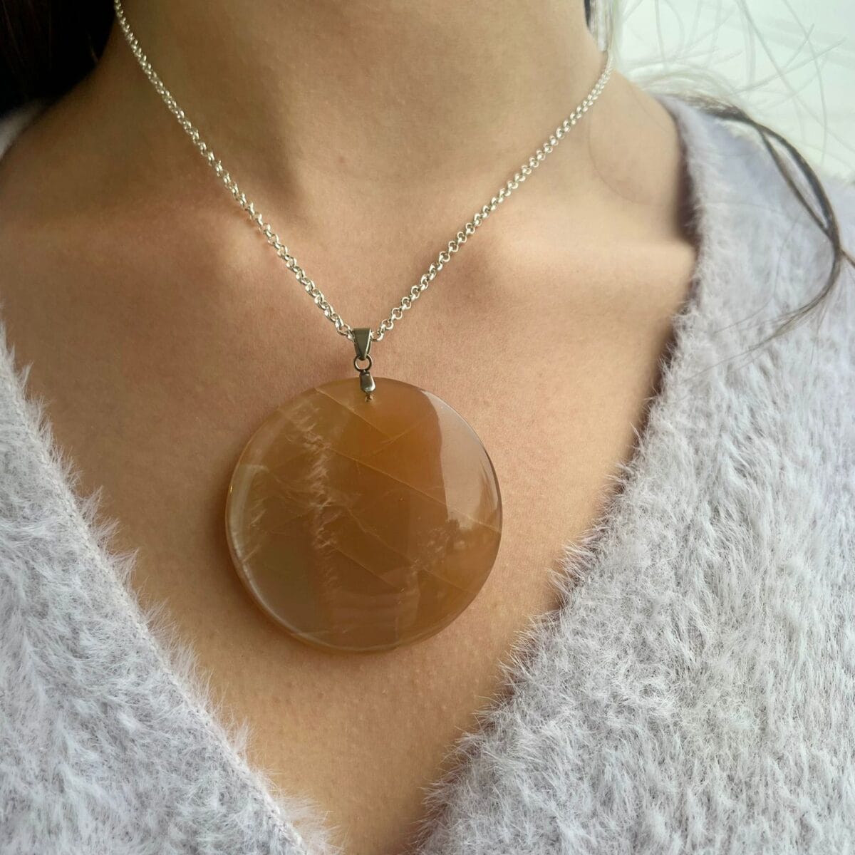 Pendentif en Pierre de Lune orange